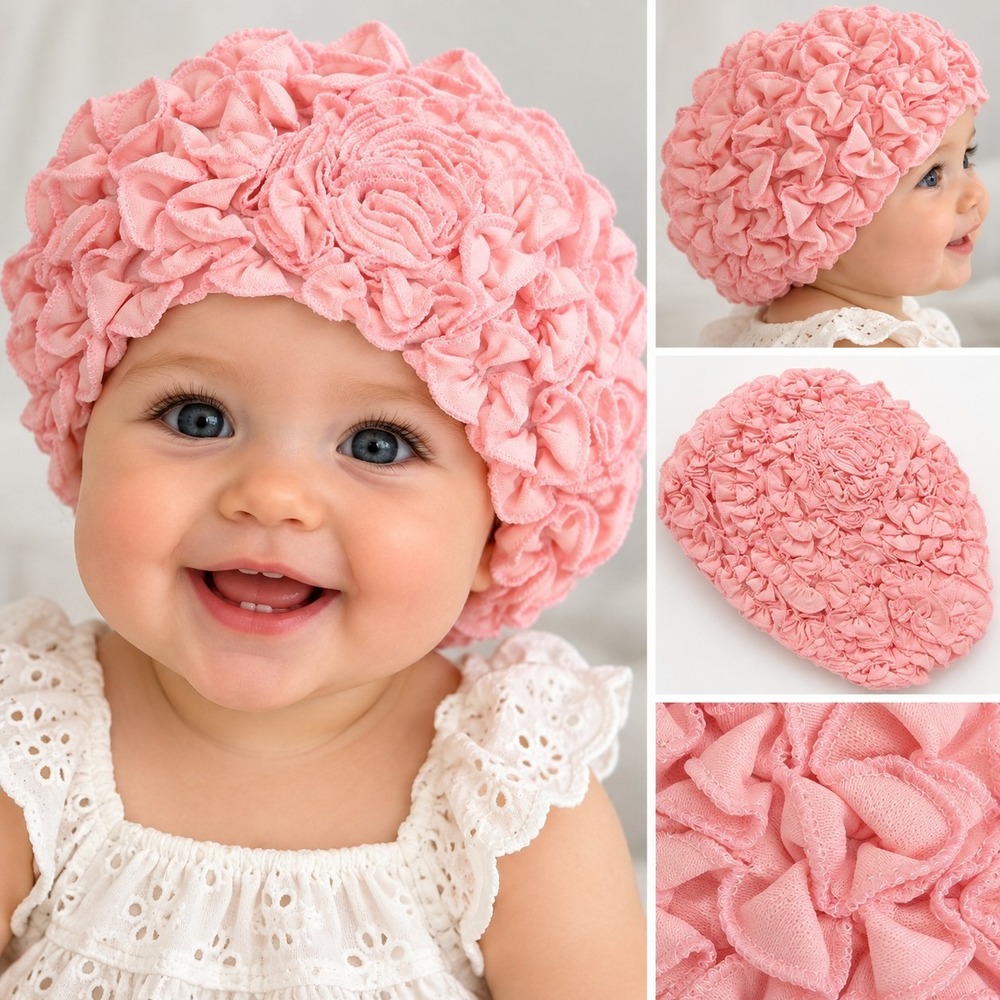 Lemon Loves Lime Layette Girls 12 - 18 Months Isabel Ruffled Hat  NWT Rose Pink
